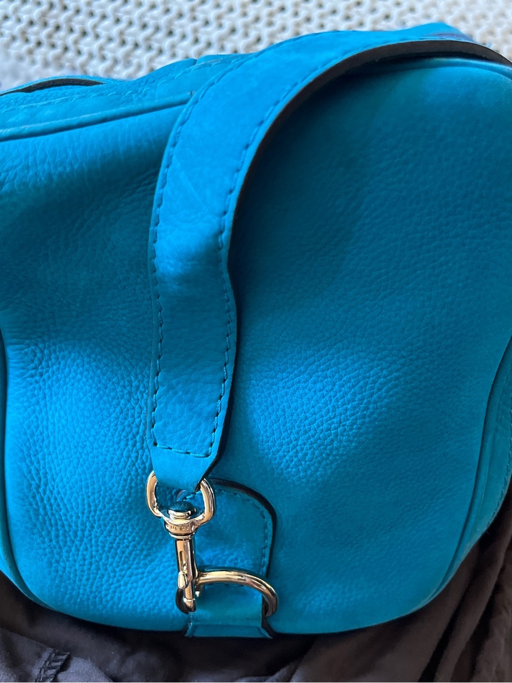 Authentic Gucci Teal Blue Suede Web Boston Bag - Picture 12 of 16